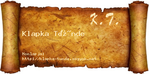 Klapka Tünde névjegykártya